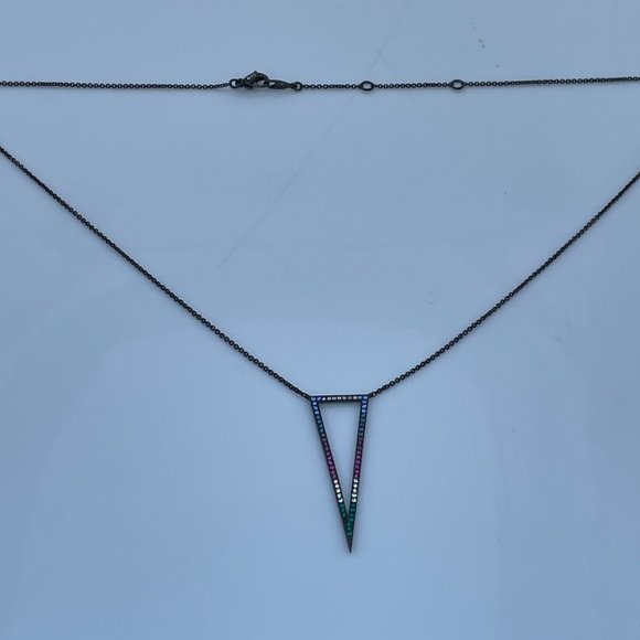 Nadri Necklaces Hematite tone cubic zirconia Trian - Picture 11 of 15